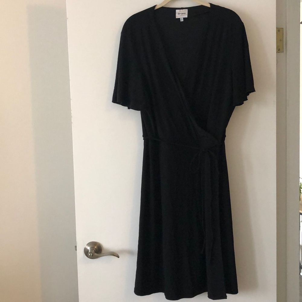 Ashley Graham Black Wrap Mini Dress